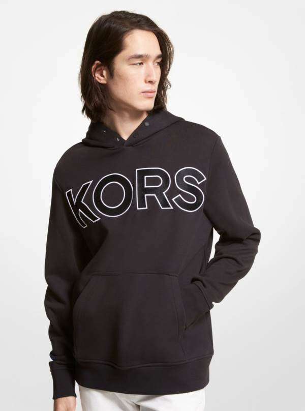 Panske Mikiny S Kapucňou Michael Kors KORS Cotton Terry Čierne - Oblecenie Michael Kors Akcia | XRQTV-2851